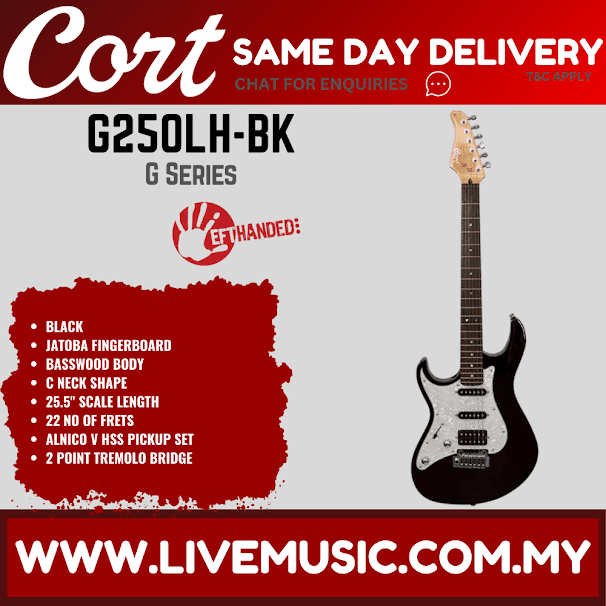 Cort G250LH Double Cutaway Bolt On Basswood SSH Pickup Burst Left Handed Electric Guitar (G250 LH)