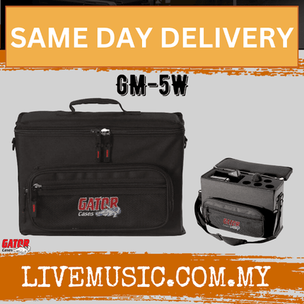 Gator GM-5W Lightweight Bag for 5 Wireless Mic Systems (GM5W)