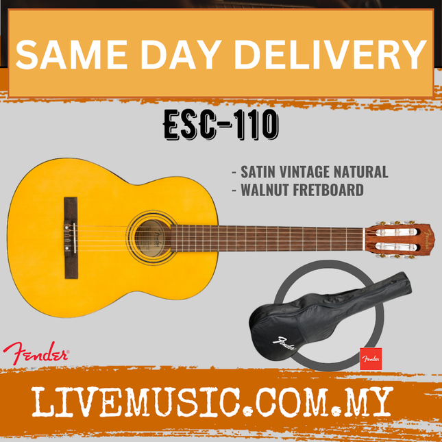 Fender ESC-110 Classical Acoustic Guitar, Wide Neck ( ESC 110 / ESC110 )