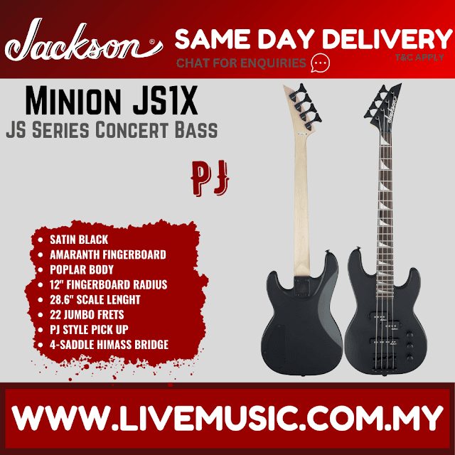 Jackson JS1X JS Series Concert Bass Minion Guitar, Amaranth Fretboard - Satin Black