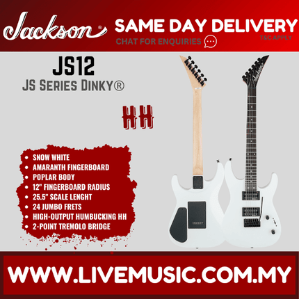 Jackson JS-12 Dinky Electric Guitar, Amaranth Fretboard - Gloss White (JS12/JS 12)