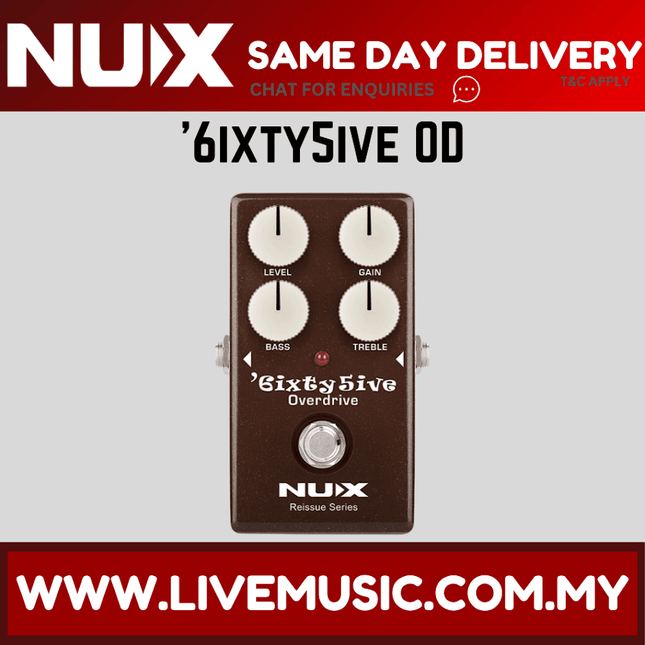NUX 6ixty 5ive Overdrive Reissue Series Black Panel Electric Guitar Effect Pedal ( 65 / 6ixty5ive )