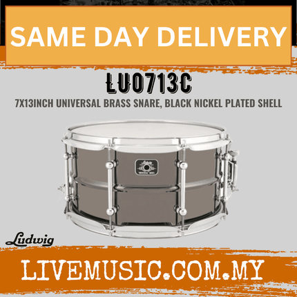 Ludwig LU0713C 7x13inch Universal Brass Snare, Black Nickel Plated Shell