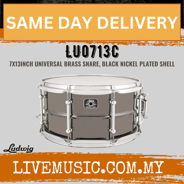 Ludwig LU0713C 7x13inch Universal Brass Snare, Black Nickel Plated Shell