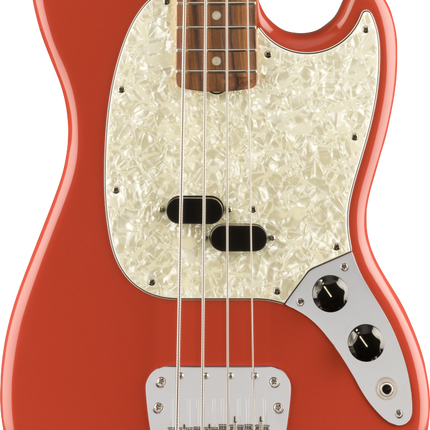 Fender Vintera 60s Mustang Bass Guitar, Pau Ferro Fretboard with Gig Bag - Fiesta Red