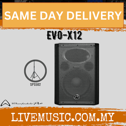 WHARFEDALE PRO EVO-X12 Series 300 Watts RMS 12" 2-Way Passive Loudspeaker With Speaker Stand - Each / Pair (EVOX12/EVO X12)
