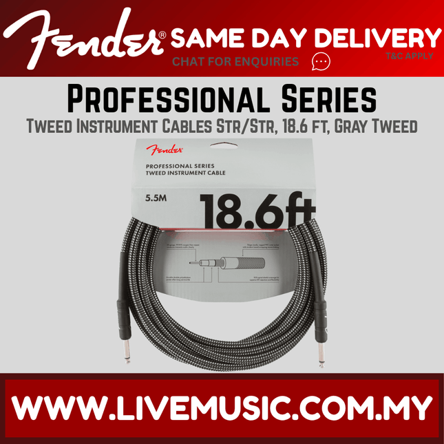Fender Professional Series Instrument Cable, 18.6ft - Grey Tweed