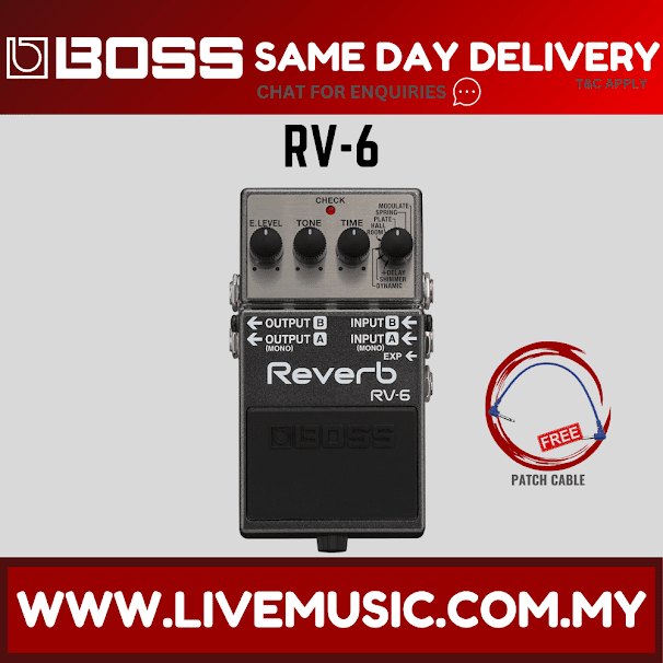Boss RV-6 Digital Reverb Guitar Effects Pedal (RV6 RV 6)
