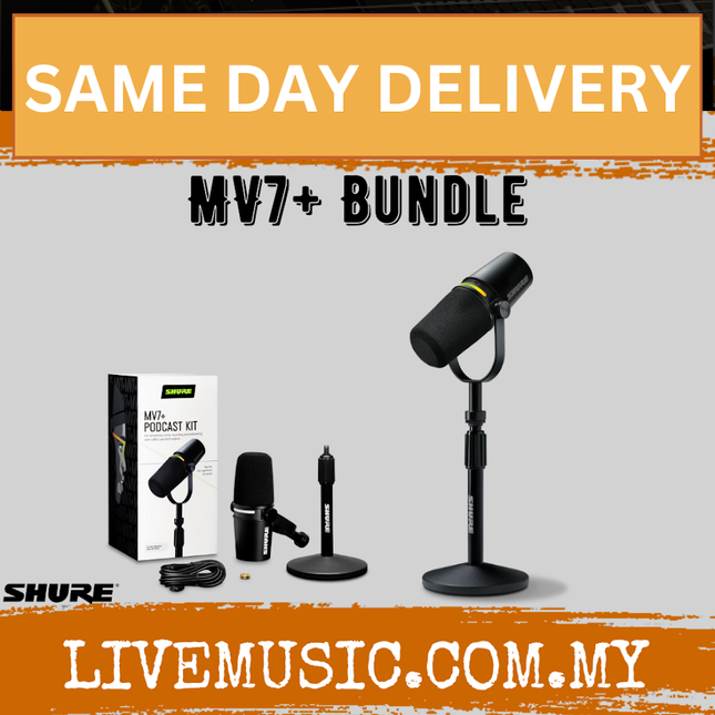 Shure MV7+ USB Podcast Microphone and Stand - Black ( MV-7 / MV-7 PLUS ) Replace MV7