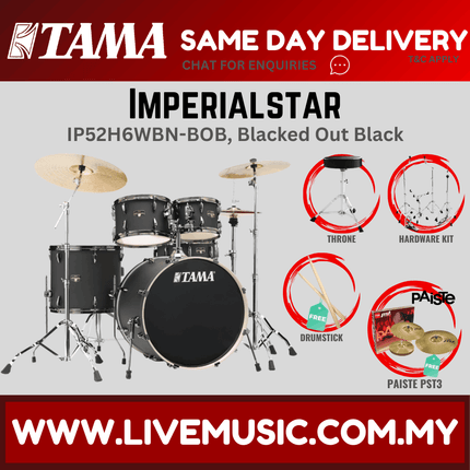Tama Imperial Star Drum Set with Drum Throne, Imperialstar With Paiste PST3 Cymbal Set ( IP52H6W )
