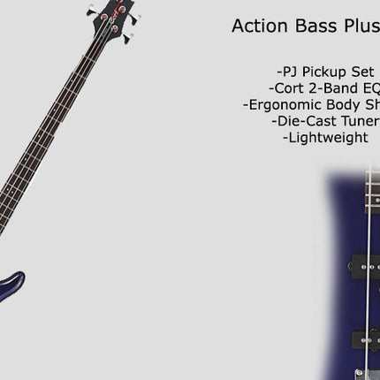 Cort Action Plus Electric Bass Guitar Jatoba Fretboard with Bag - Blue Metallic (ActionPlus/Action-Plus)