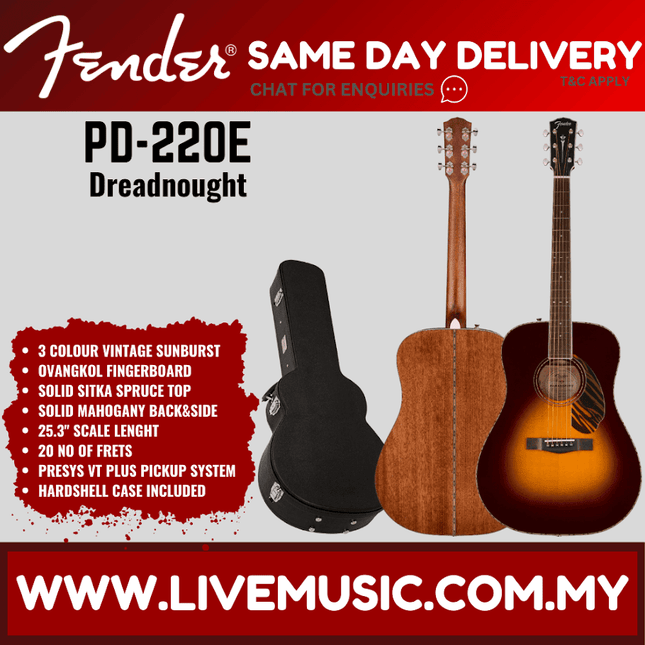 3-tone vintage sunburst dreadnought electro-acoustic guitar with pickguard, hard case