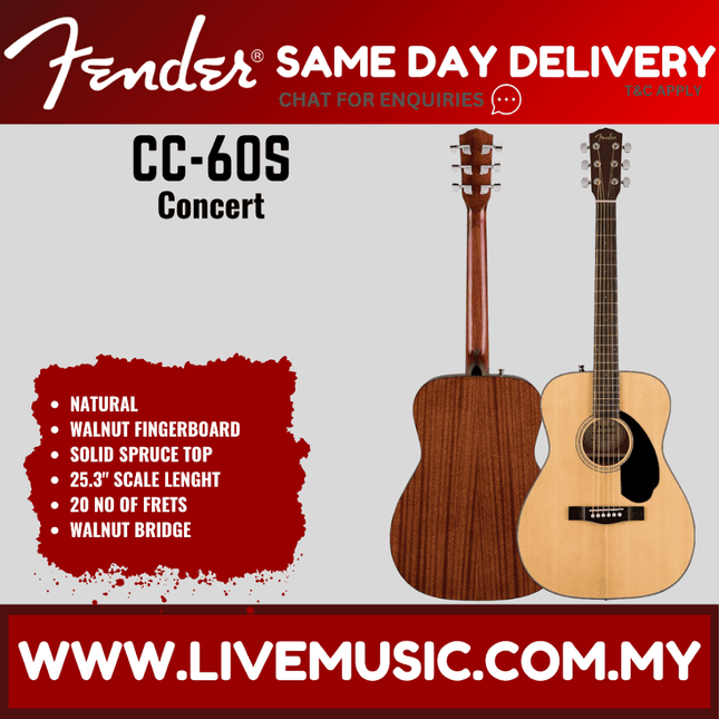 Fender CC-60S Concert Acoustic Guitar - All Mahogany / Natural / Sunburst ( CC 60S CC60S )