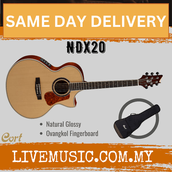 Cort NDX20 - Acoustic-Electric Guitar Ovangkol Fretboard with Gig Bag - Natural Glossy (NDX 20/NDX-20)