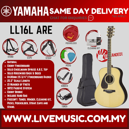 Yamaha LL16L ARE Left-Handed Original Jumbo Acoustic-Electric Guitar with Hard Bag - Natural ( LL16L-ARE )