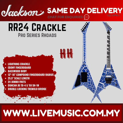 Jackson Pro Series Rhoads RR24 Electric Guitar, Ebony FB, Lightning Crackle