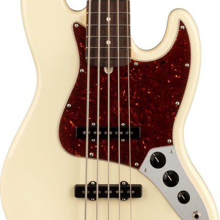 Fender American Professional II 5-String Jazz Bass Electric Guitar, RW FB, Olympic White