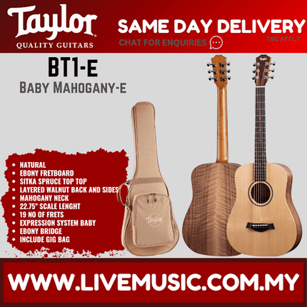 Taylor BT1e - Spruce Top Acoustic Guitar with Bag (BT1-e/BT1)