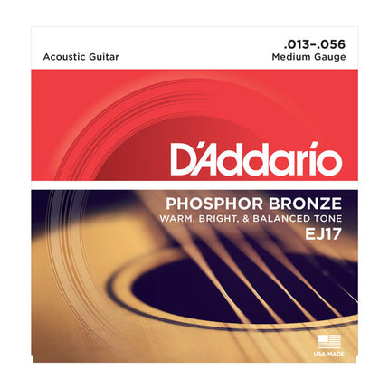 D'Addario EJ17 - Phosphor Bronze Acoustic Strings, Medium (13-56)(DAddario)