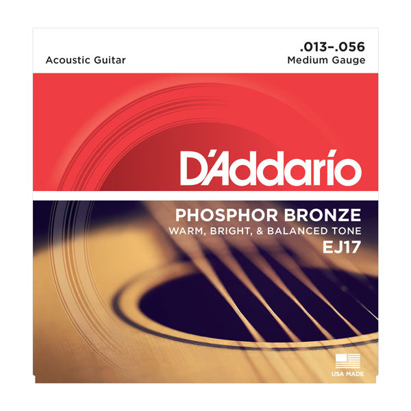 D'Addario EJ17 - Phosphor Bronze Acoustic Strings, Medium (13-56)(DAddario)