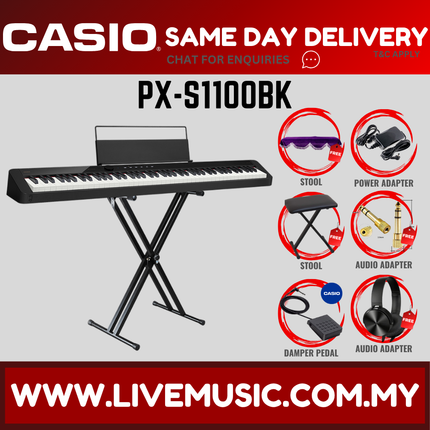 Casio PX-S1100 88 Keys Digital Piano With Keyboard Bench & Headphone - Black ( PXS1100 / PX S1100 )