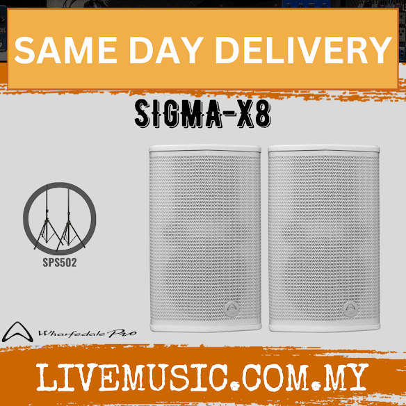 Pair of white cylindrical passive two-way speakers with textured grille, angled view
