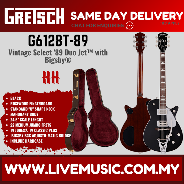 Gretsch G6128T-89 Vintage Select 1989 Duo Jet Electric Guitar w/Bigsby, Black