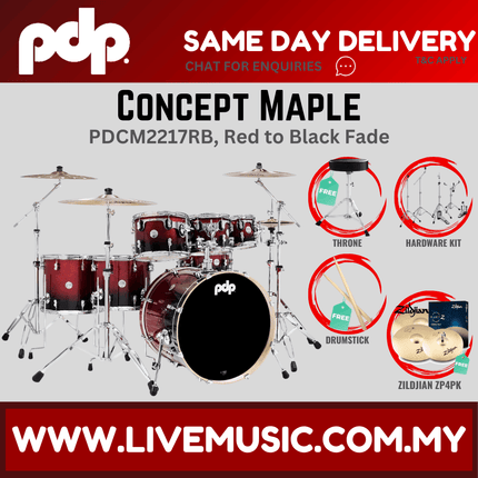 PDP by DW CM7 Concept Maple Shell Pack - 7-piece with Zildjian ZP4PK Cymbals - (PDCM2217)