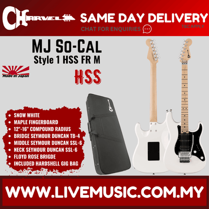 Charvel MJ So-Cal Style 1 HSS FR M Electric Guitar, Maple FB, Snow White