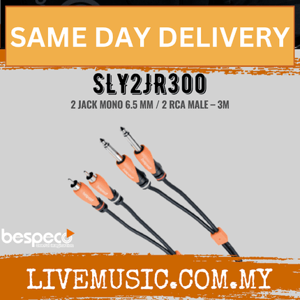 Bespeco SLY2JR300 Silos Series Interlink Cables 2XJACK to 2XRCA Male 3M ( SLY2JR 300 / SLY2JR-300 )