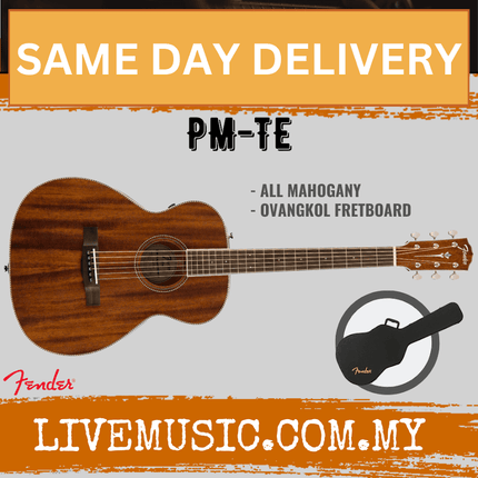 Fender PM-TE Travel All-Mahogany Acoustic Guitar with Case - Natural