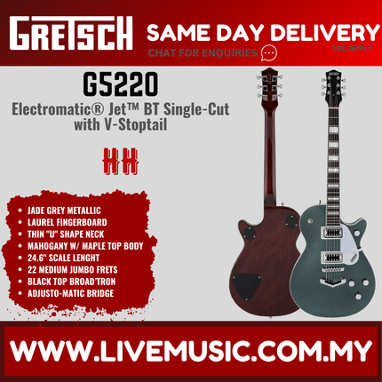 Gretsch G5220 Electromatic Jet BT Single-Cut Guitar w/V-Stoptail, Jade Grey Metallic
