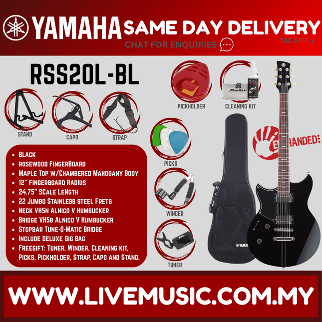Yamaha Revstar Standard RSS20 Left-handed Electric Guitar - Swift Blue / Black ( RSS20L / RSS20L )