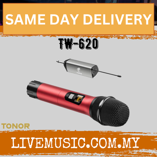 TONOR TW-620 Wireless Microphone - Grey / Black / Red ( TW 620 / TW620 )