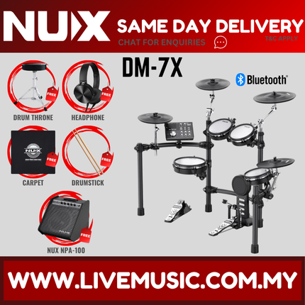 NUX DM-7X 5 Piece Full Mesh Digital Electronic Drum Set Head By Remo (DM7X/DM7/DM 7X)
