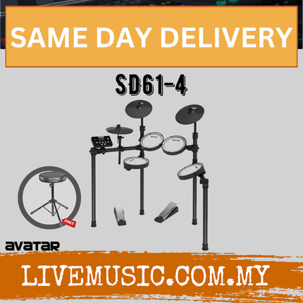Avatar SD61-4 Digital Drum 8 Pcs Mesh Head With Drum Throne, Headphone And Drumstick ( SD614 / SD61 4 )