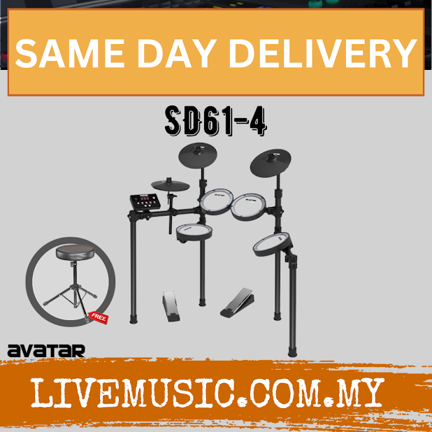 Avatar SD61-4 Digital Drum 8 Pcs Mesh Head With Drum Throne, Headphone And Drumstick ( SD614 / SD61 4 )