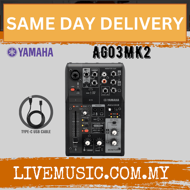 Yamaha AG03 MK2 3-channel Mixer and USB Audio Interface - Black / White ( AG-03 MKII)