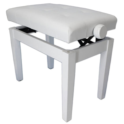Kadenza LAPB-100 High Quality Modern Adjustable Piano Bench, Keyboard Bench, x bench, Stool - White (LAPB100 / LMC