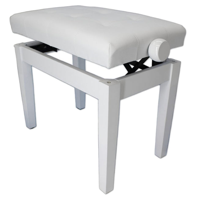 Kadenza LAPB-100 High Quality Modern Adjustable Piano Bench, Keyboard Bench, x bench, Stool - White (LAPB100 / LMC