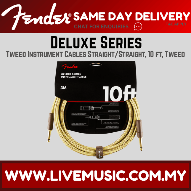 Fender Deluxe Series Instrument Cable, 10ft - Tweed