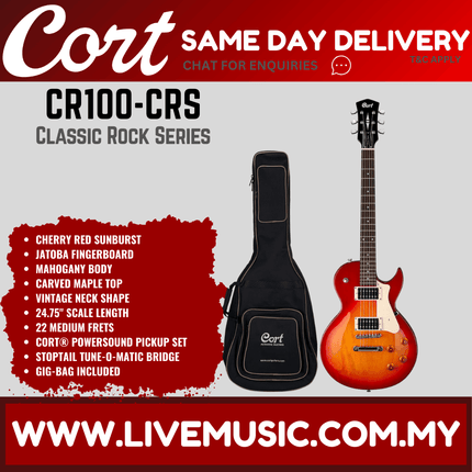Cort CR100 Electric Guitar Jatoba Fretboard with Gig Bag - Red Cherry Sunburst (CR-100/CR 100)