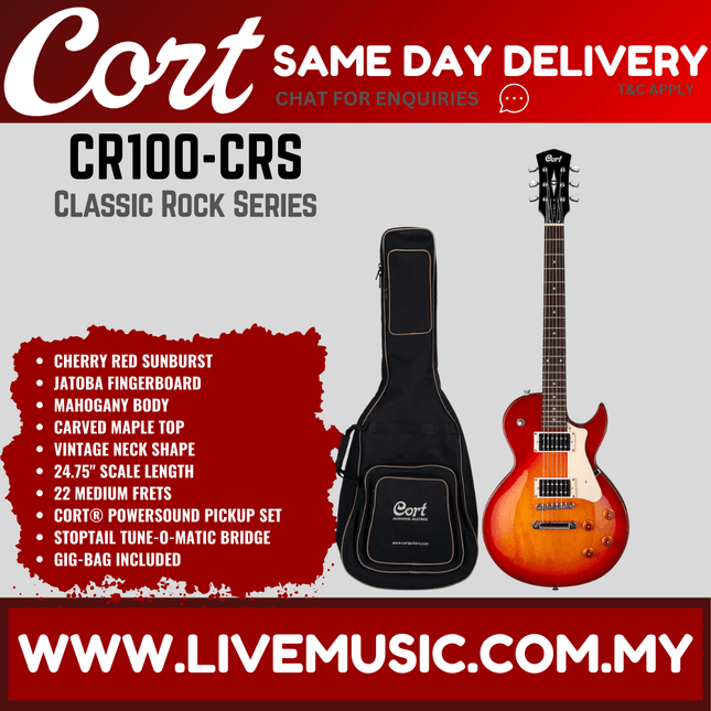 Cort CR100 Electric Guitar Jatoba Fretboard with Gig Bag - Red Cherry Sunburst (CR-100/CR 100)