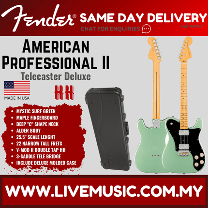 Fender American Professional II Telecaster Deluxe Electric Guitar, Maple Fretboard - Mystic Surf Green