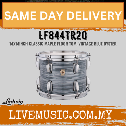Ludwig LF844TR2Q 14x14inch Classic Maple Drum Floor Tom, Vintage Blue Oyster