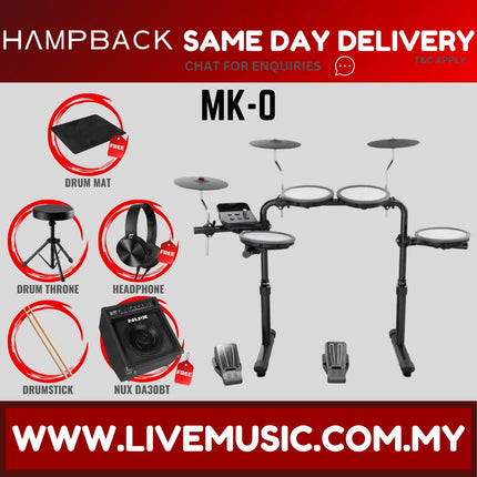 Hampback MK-0 Full Mesh Digital Drum Set w/Headphone, Drumstick And Drum Throne - ( MK0 MK 0 )