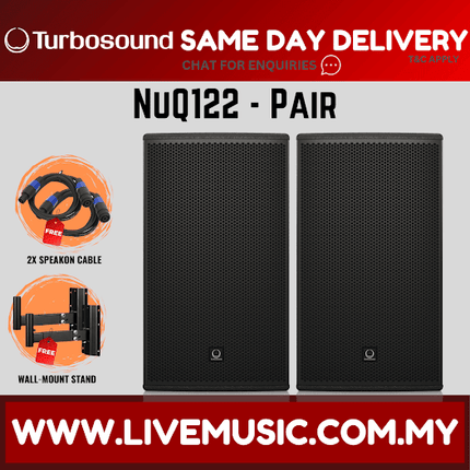 Turbosound NuQ122 400W 2-Way 12" Full Range Loudspeaker w/Speaker Stand And Cable - Each/Pair (NuQ 122 NuQ-122)