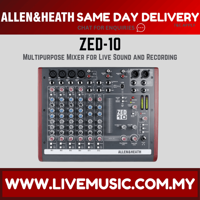 Allen & Heath ZED-10 Mixer with USB ( ZED10 / ZED 10 )