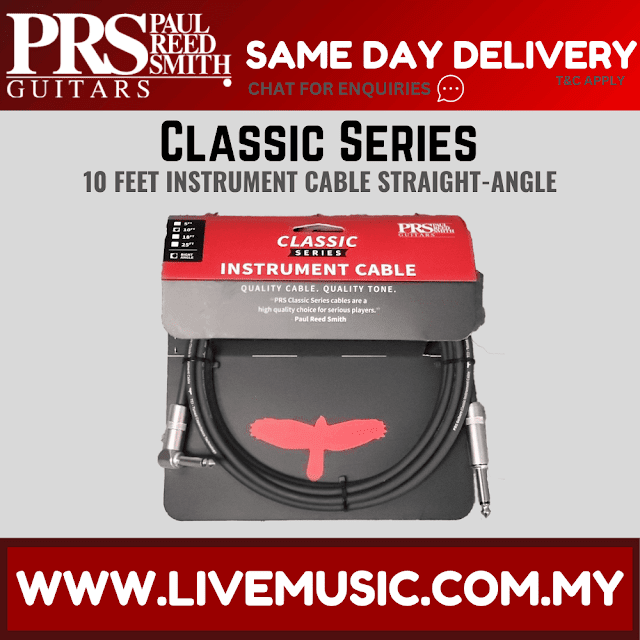 PRS Classic Instrument Cable, Straight/Angle - 10ft