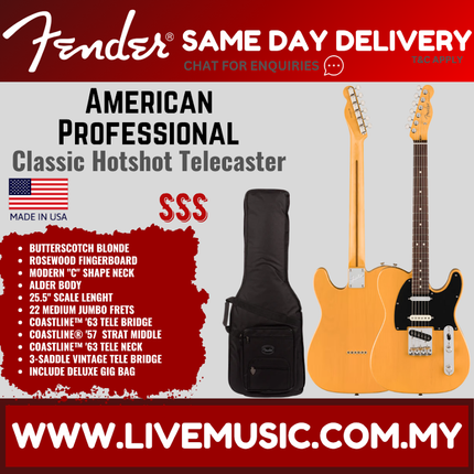Fender American Professional Classic Hotshot Telecaster Electric Guitar, RW FB, Butterscotch Blonde